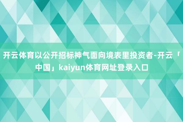 开云体育以公开招标神气面向境表里投资者-开云「中国」kaiyun体育网址登录入口
