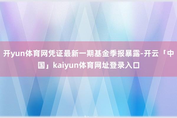 开yun体育网凭证最新一期基金季报暴露-开云「中国」kaiyun体育网址登录入口